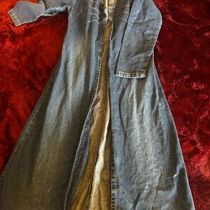Vintage  Dark Blue Denim Maxi Coat